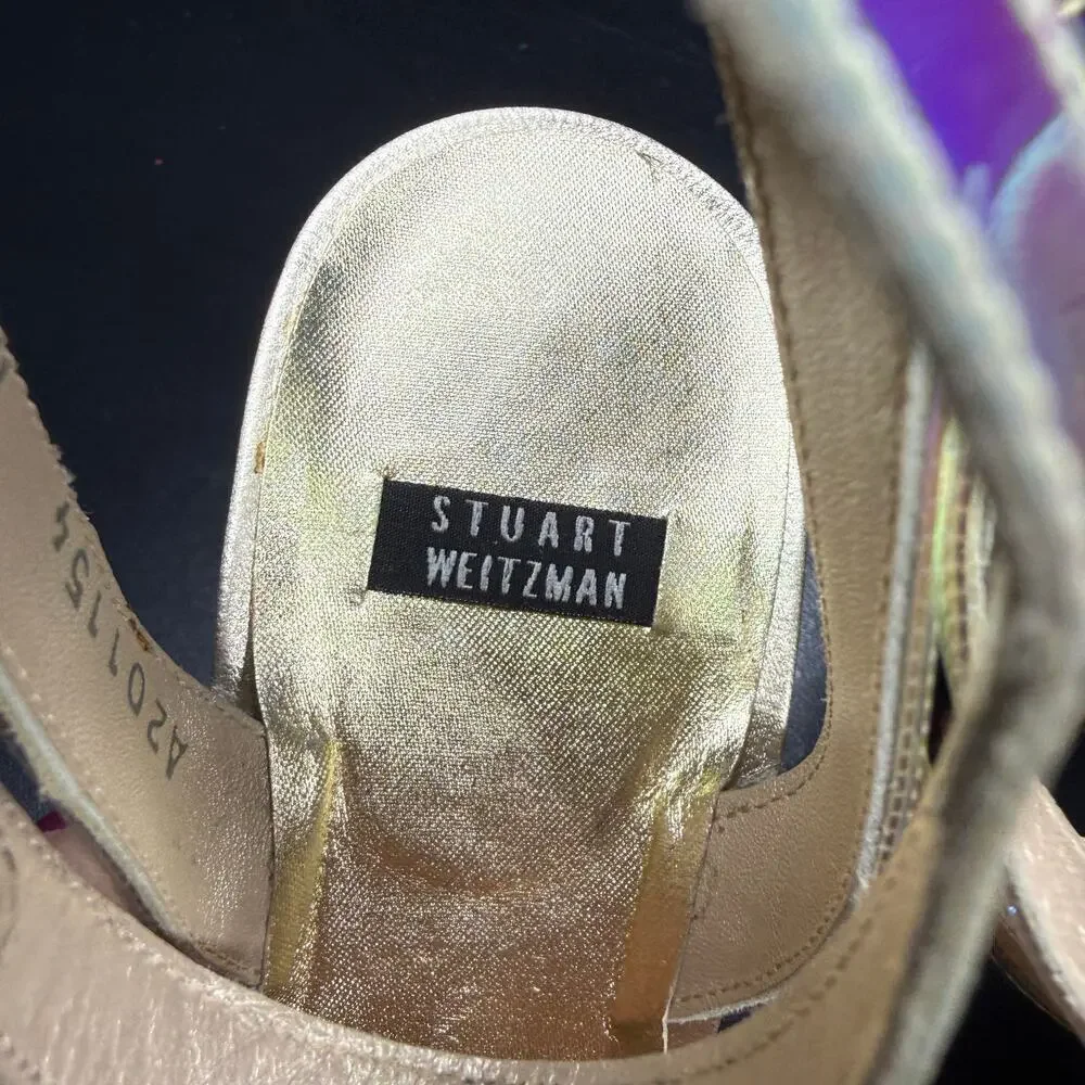 Stuart Weitzman Vintage Monami Mystic Vinyl Iridescent Holographic Heels 7.5